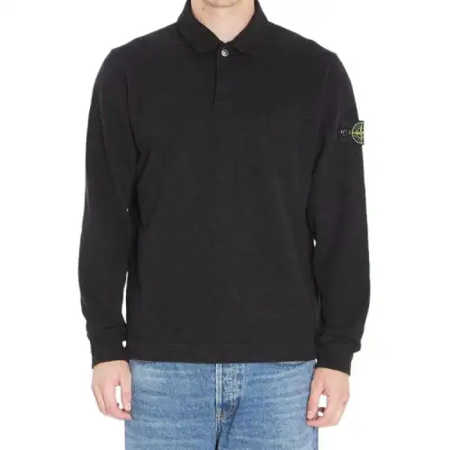 Stone Island Logo-Patch Long-Sleeved Polo Shirt