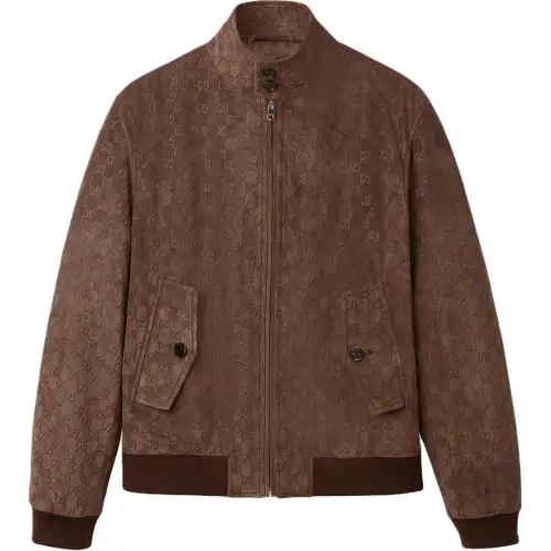 Gucci Embossed Gg suede bomber jacket