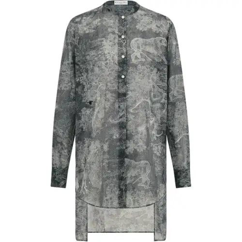 DIOR Shirts Women's Blue With White Lettering Lapel Moderate Other