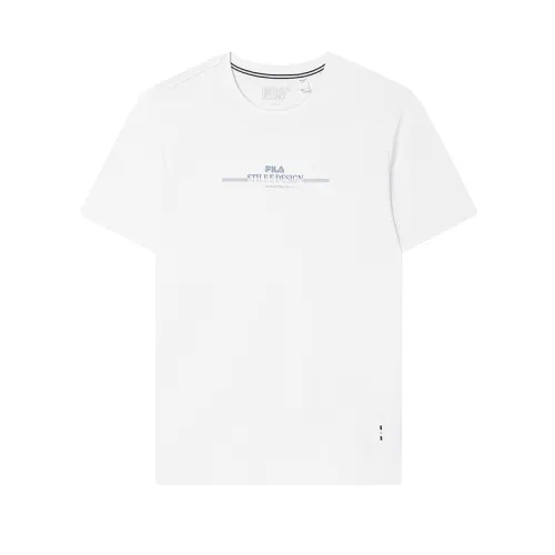 FILA WHITE T Shirts Men's Standard White Crew Neck Moderate Straight Fit