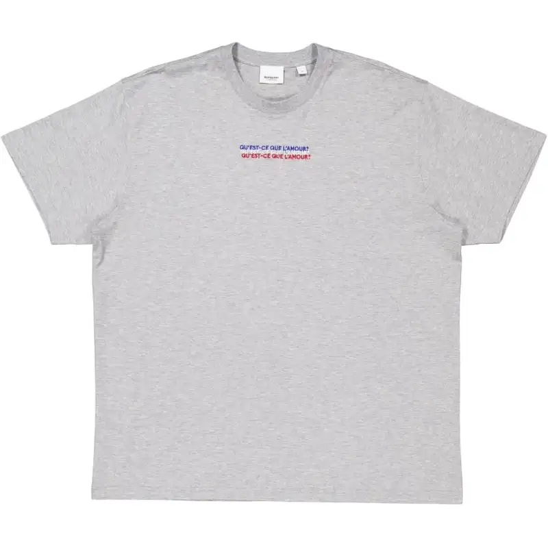 Burberry T Shirts Men's Light Gray Mixed Color Crew Neck Moderate Straight Fit