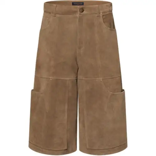 LOUIS VUITTON Suede Leather Workwear Shorts
