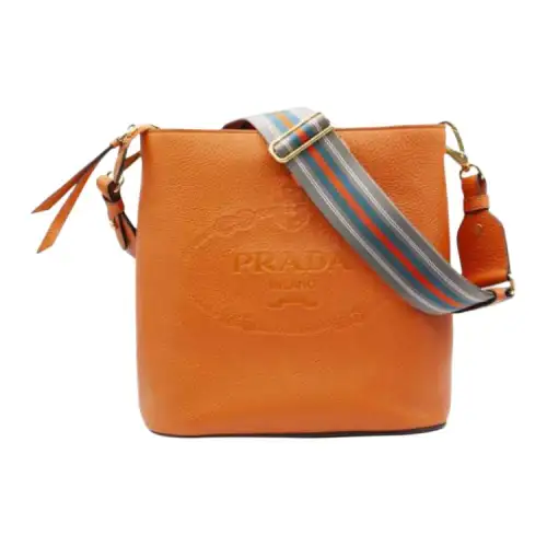 PRADA Leather Crossbody Bag, Shoulder Bag Women's Orange
