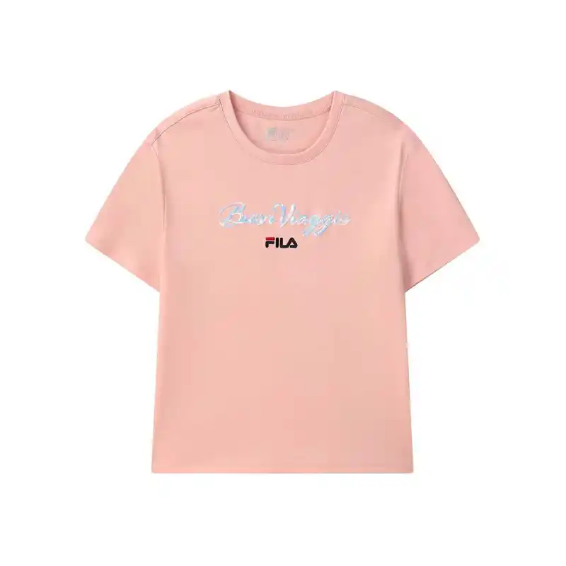 FILA Heritage T Shirts Women's Ice Crystal Pink Crew Neck