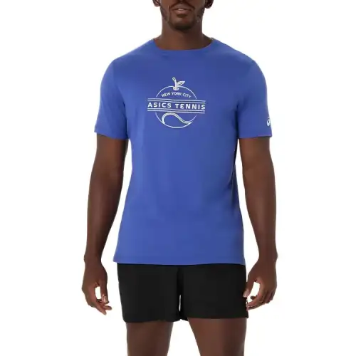 ASICS T Shirts Men's Blue Crew Neck