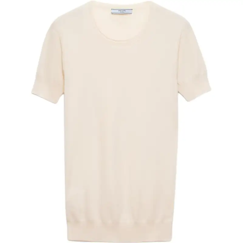 Prada triangle-logo short-sleeve sweater