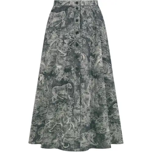 DIOR Casual Long Skirts Women's Blue With White Lettering Moderate Mid Length Other
