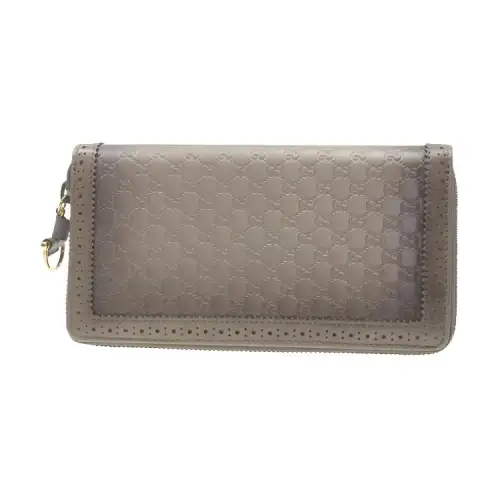 GUCCI Cow Leather Wallet Women's Gray