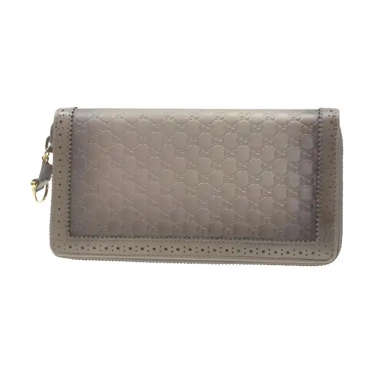GUCCI Cow Leather Wallet Women's Gray