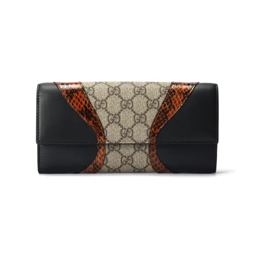 GUCCI Leather Clutch Wallet Regular Women's Black