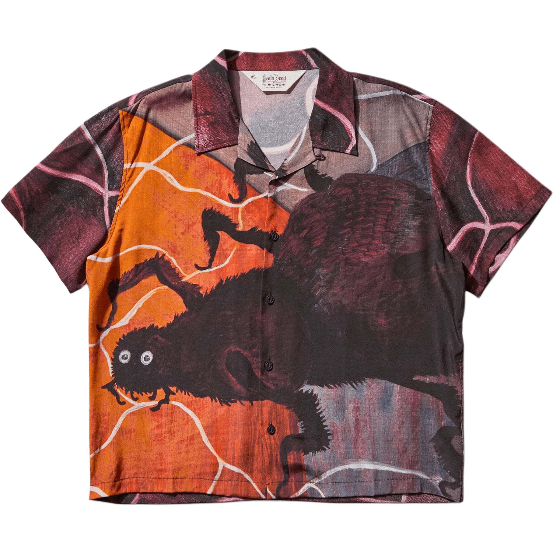 Мужская рубашка Brain Dead Printed Short Sleeve Shirt (бордовая)
