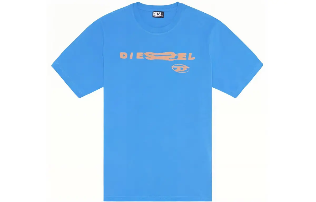 DIESEL T-Shirts Men's Blue Crew Neck Moderate Straight Fit