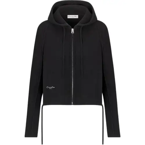 DIOR Sweaters Women's Black Hooded Non Detachable Moderate Other