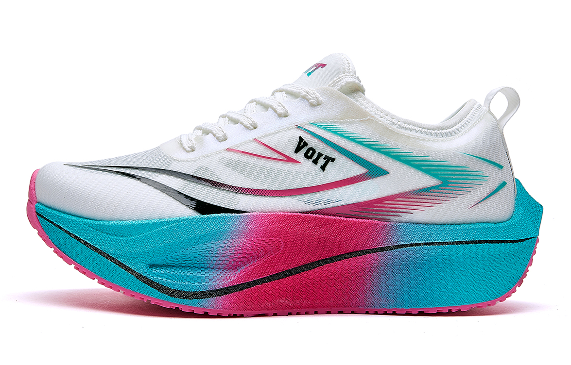 VOIT Cushioning Slip Resistant Rebound Low top Carbon Plate Marathon Running Shoes Unisex White Green