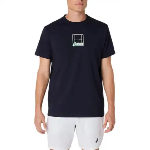 ASICS T Shirts Men's Midnight Blue Crew Neck