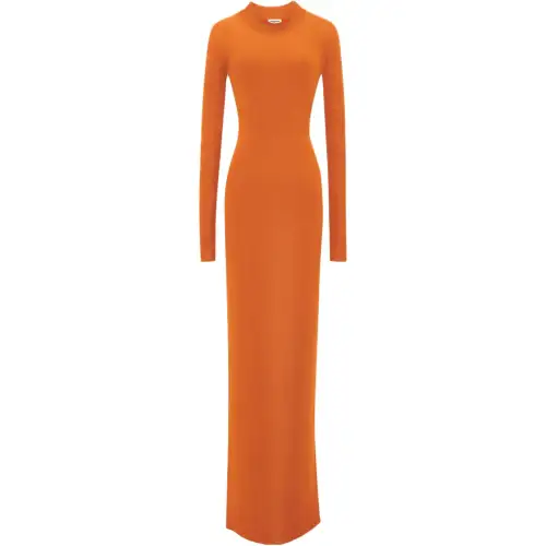 SAINT LAURENT SS23 Long Sleeved Dress Women's Orange