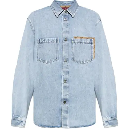 GUCCI Gg Insert Washed Denim Shirt