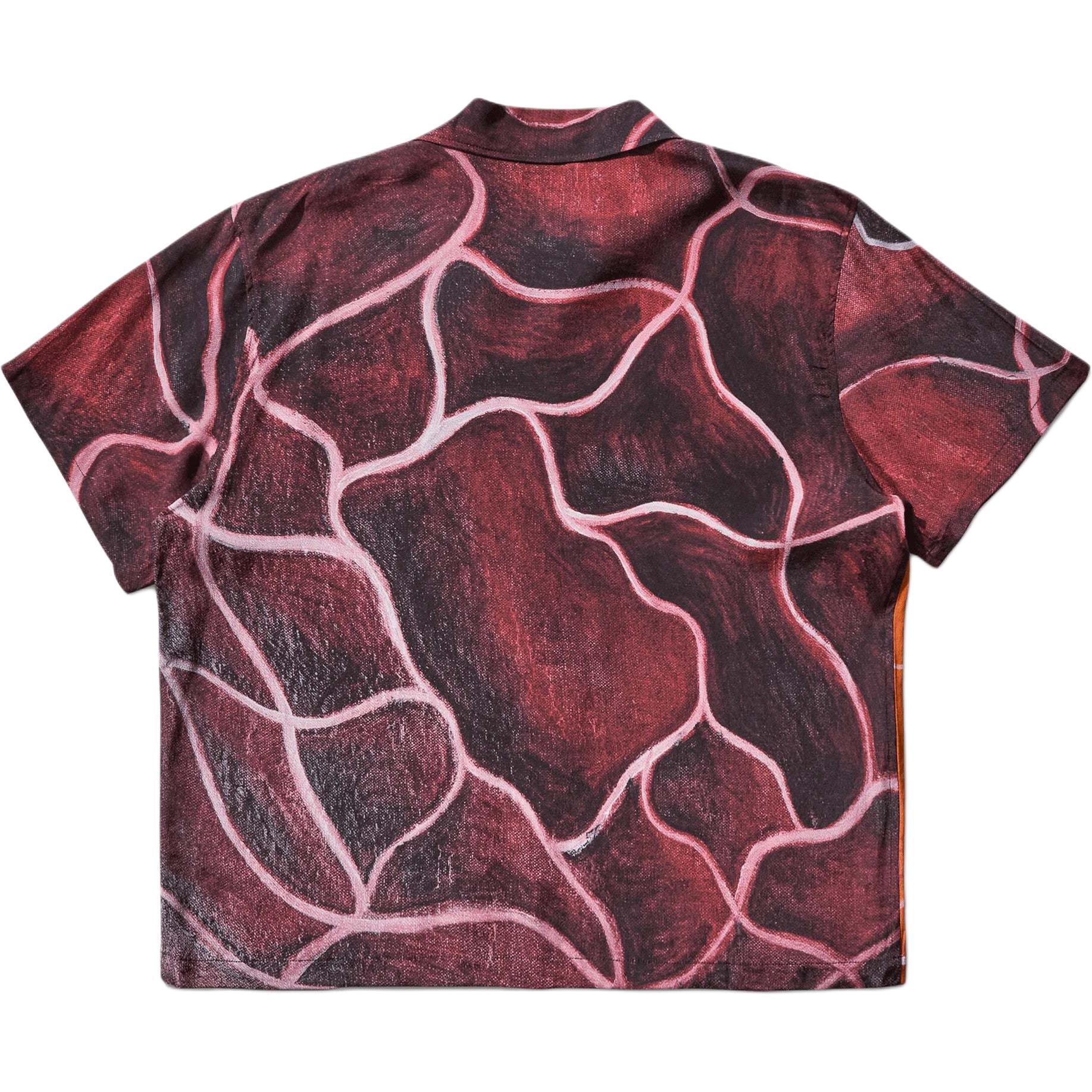 Мужская рубашка Brain Dead Printed Short Sleeve Shirt (бордовая) — фото 2