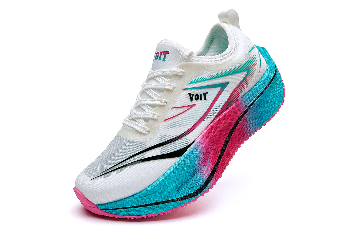 VOIT Cushioning Slip Resistant Rebound Low top Carbon Plate Marathon Running Shoes Unisex White Green