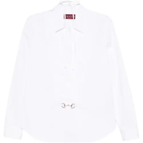 GUCCI Horsebit Detail Long Sleeve Poplin Shirt