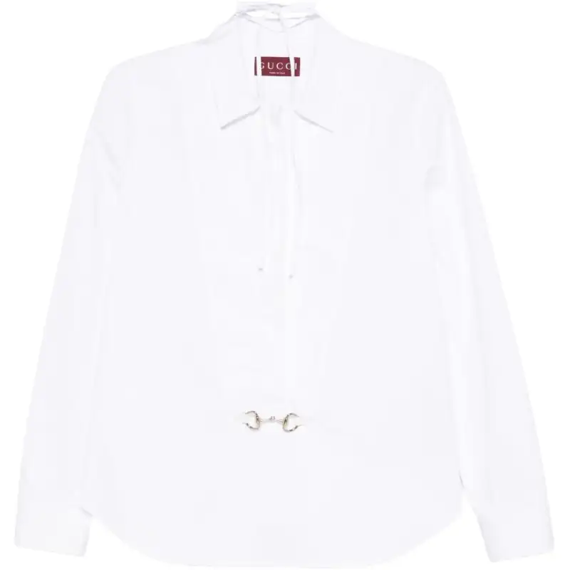 GUCCI Horsebit Detail Long Sleeve Poplin Shirt