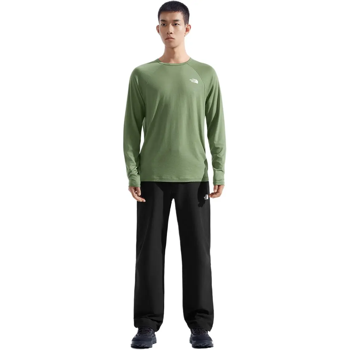 THE NORTH FACE T-Shirts Men's Green/BO9 Crew Neck Thin