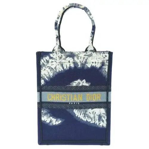 DIOR BookTote Canvas Tote Handbag Women's Blue