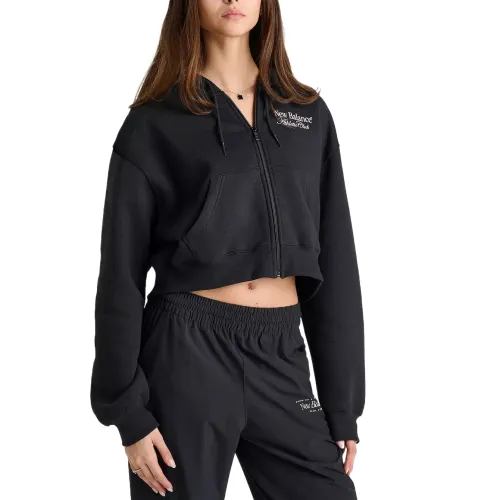 New Balance Linear Cropped Full Zip Hoodie Jacket Women's