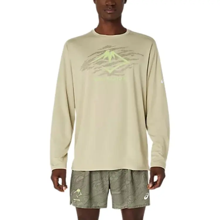 ASICS T-Shirts Men's Khaki Crew Neck