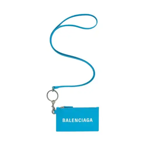 Balenciaga Calfskin Keychain Card Holder Card Holder Unisex Blue