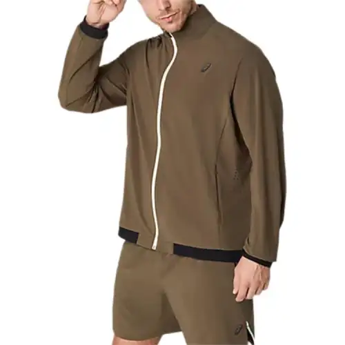 ASICS Jackets Men's Brown Stand Collar Moderate Other