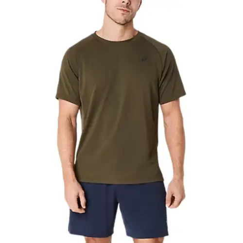 ASICS T Shirts Men's Brown Crew Neck