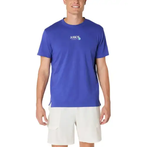 ASICS T Shirts Men's Blue Crew Neck