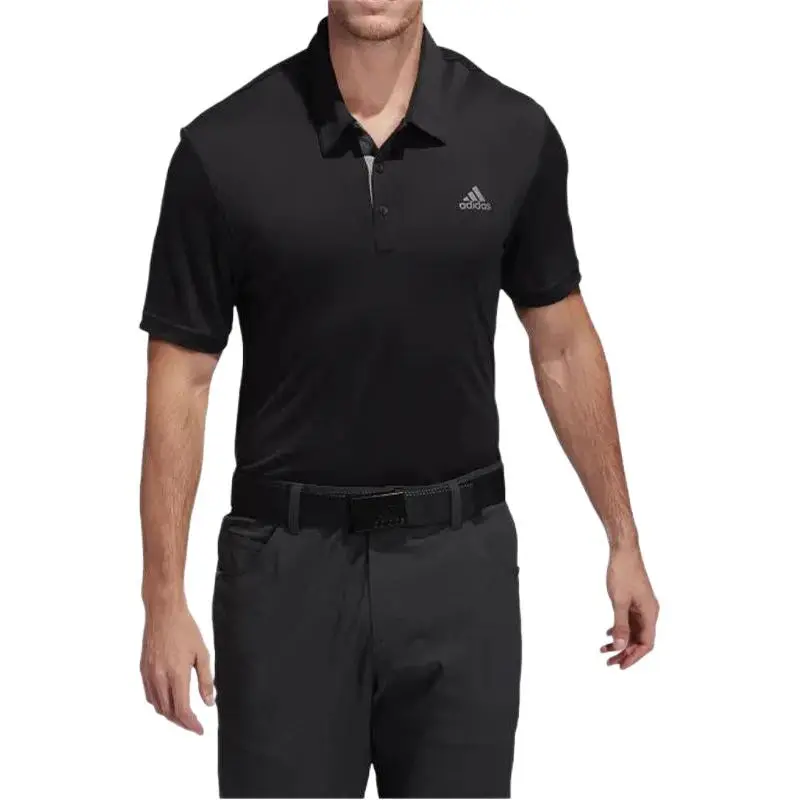 Adidas Polo Shirts Men's Black Polo Collar Moderate Straight Fit