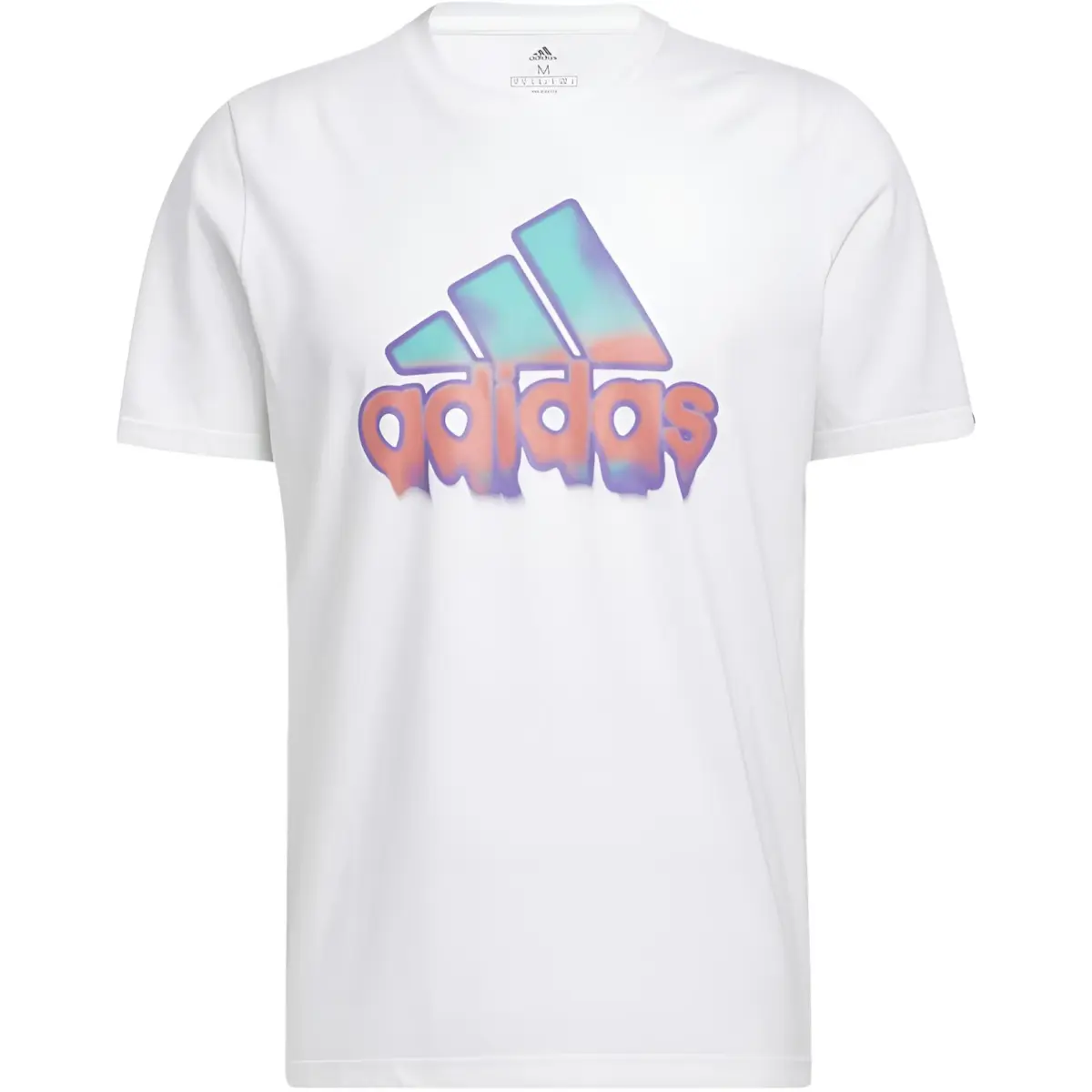 Adidas T-Shirts Men's White Crew Neck Moderate Straight Fit