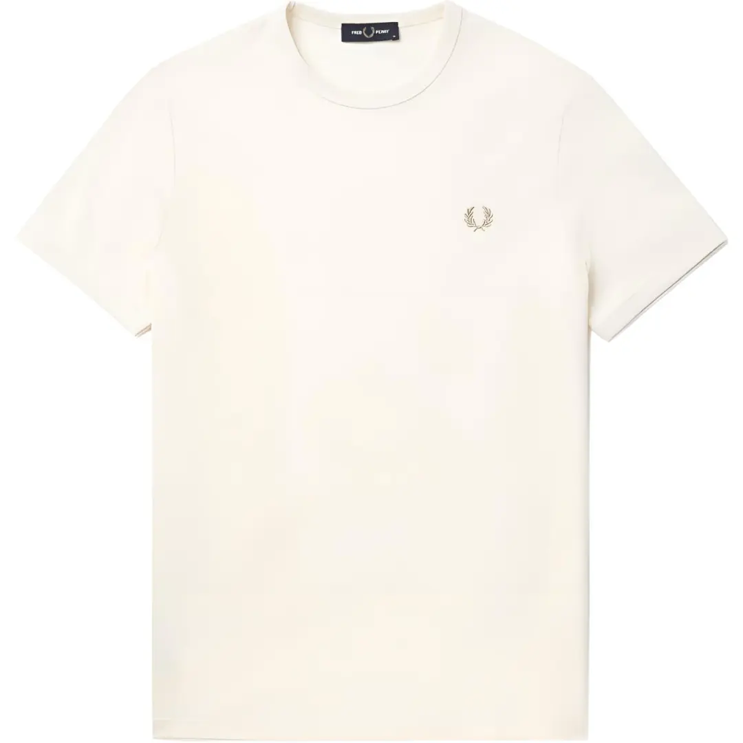 FRED PERRY T Shirts Men's Ivory Crew Neck Moderate