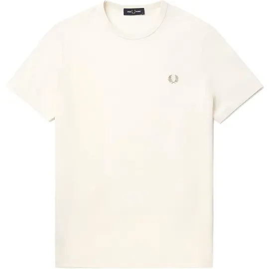 FRED PERRY T Shirts Men's Ivory Crew Neck Moderate