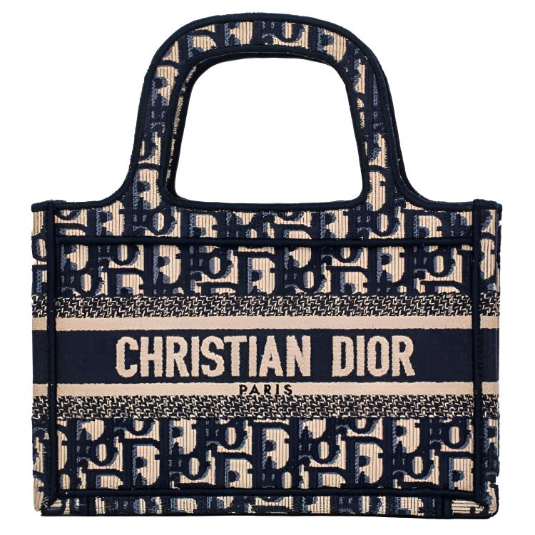 Женская сумка Dior Book Tote Mini (сине-бежевая)
