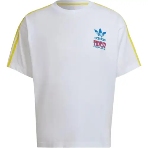 Adidas Originals Shamrock Retro Stripes T Shirts Unisex White Crew Neck Moderate Straight Fit