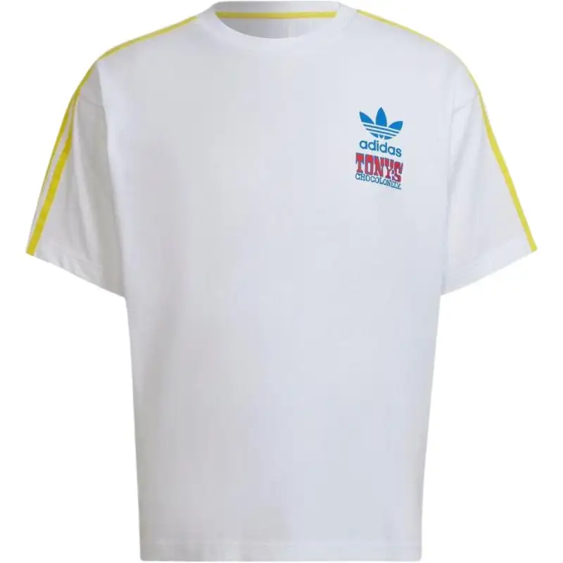 Adidas Originals Shamrock Retro Stripes T Shirts Unisex White Crew Neck Moderate Straight Fit
