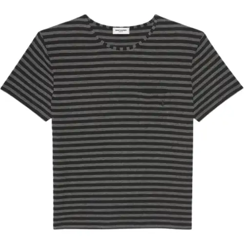 SAINT LAURENT T Shirts Women's Black Crew Neck Moderate Straight Fit