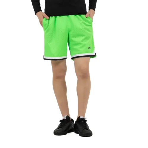 Reebok Basketball Shorts Men's Green Moderate Straight Fit Pants