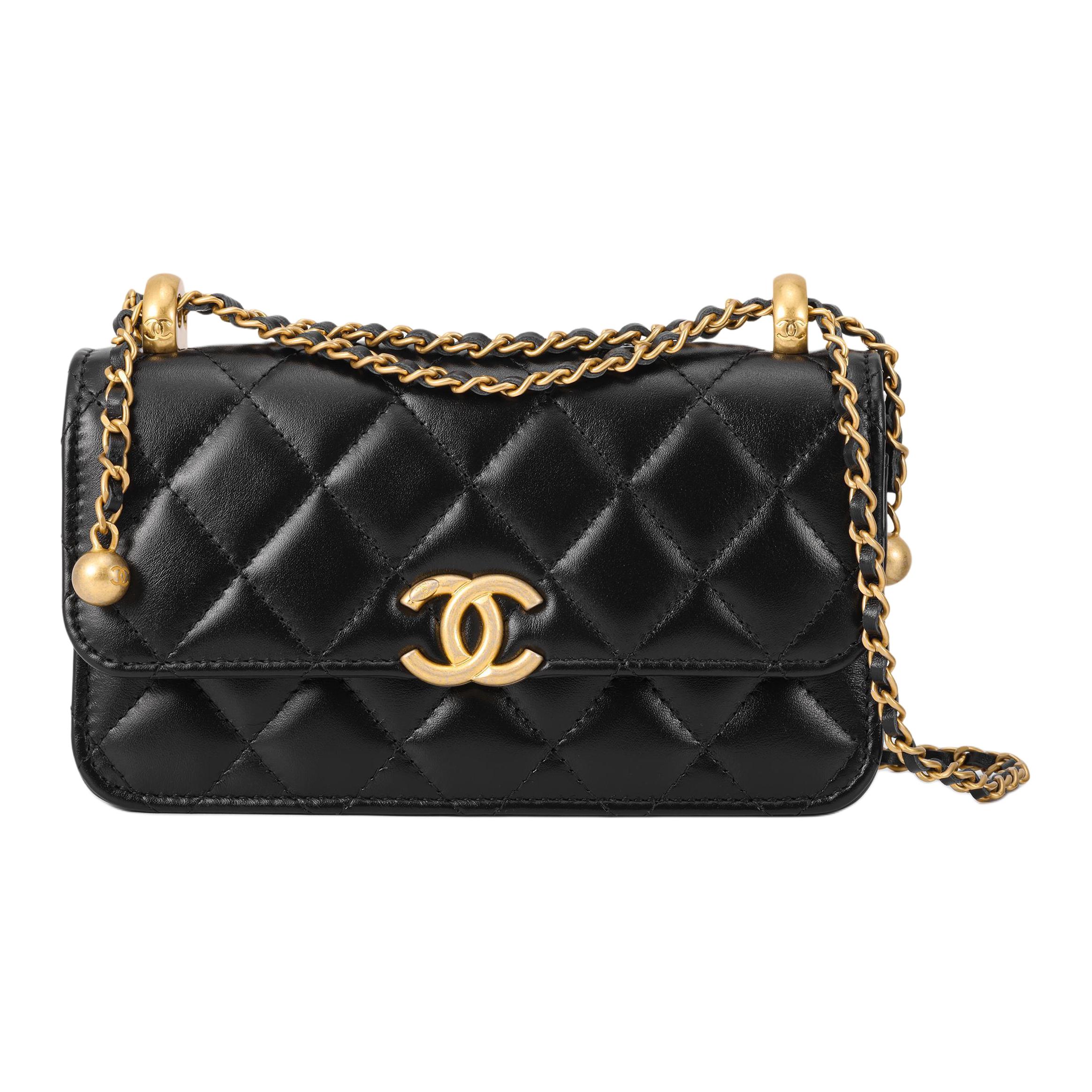 CHANEL WOC Calfskin Wallet On Chain, Coin Purse, Crossbody Bag, Shoulder Bag Women's Black
