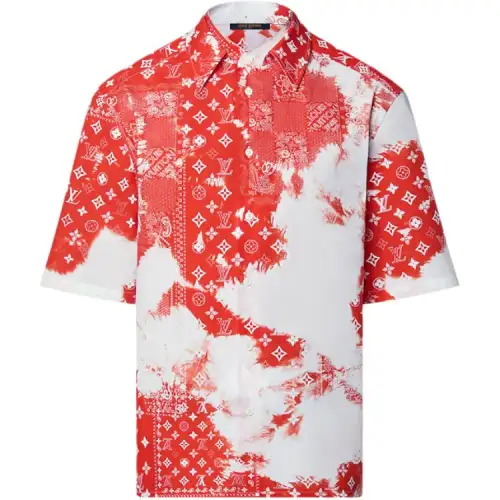 LOUIS VUITTON Monogram Bandana Short-Sleeved Shirt Orange/White