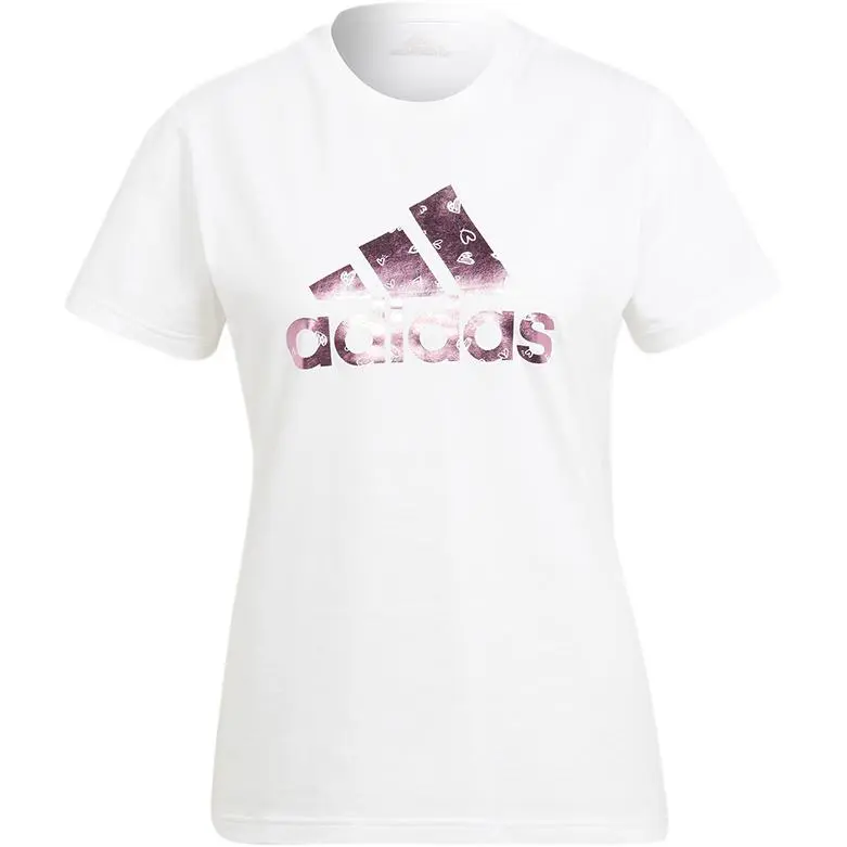Adidas T-Shirts Women's White Crew Neck Moderate Straight Fit