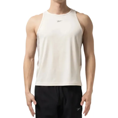 Reebok Tank Tops Men's Ecru Crew Neck Moderate