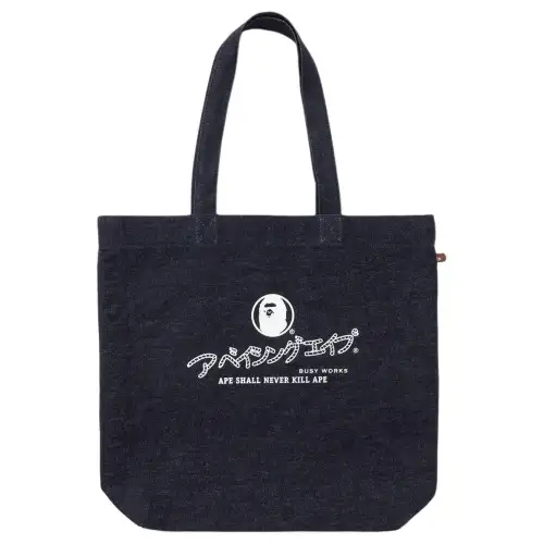 A BATHING APE Cotton Tote Bag, Shopping Bag, Handbag Unisex Indigo