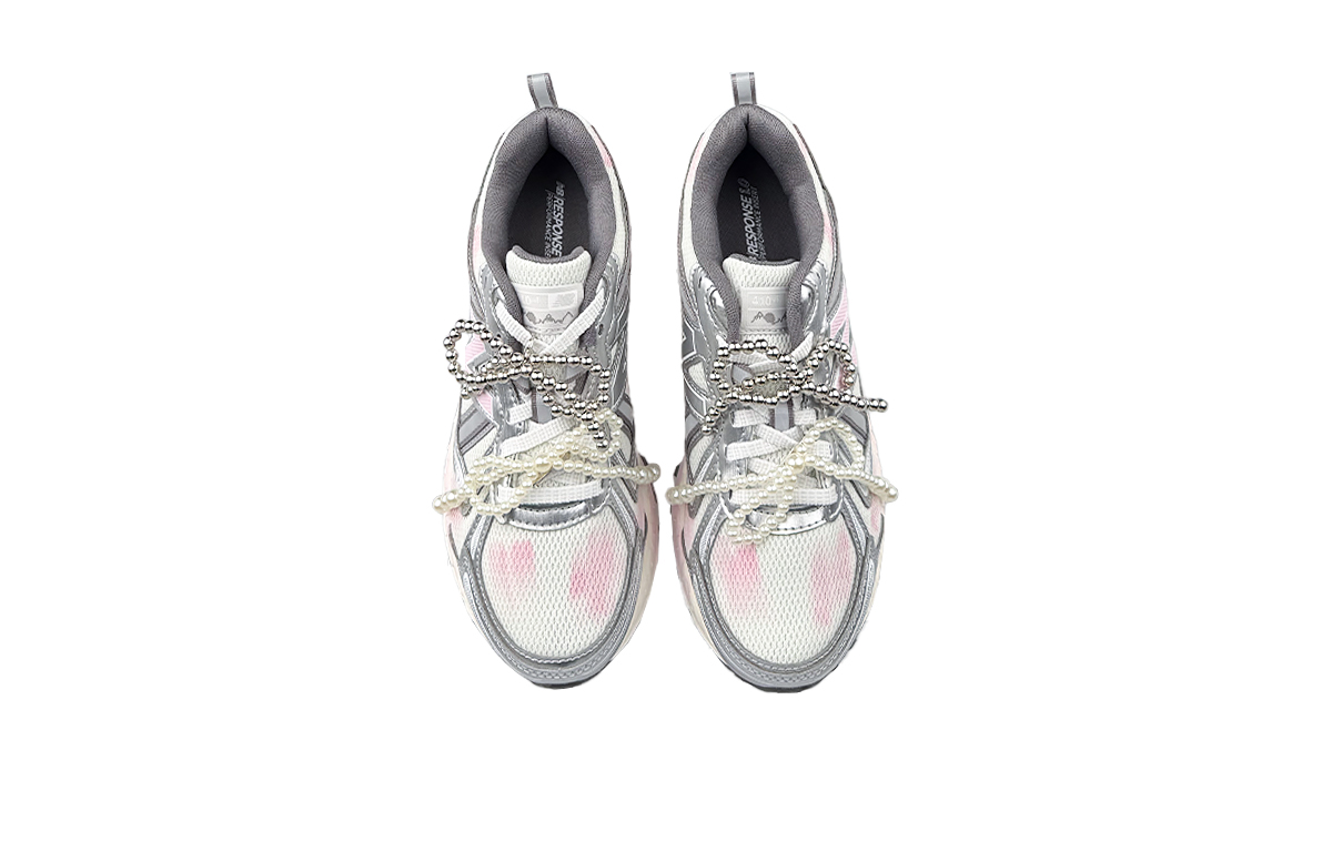New Balance NB 410 V5 Breathable Low top Running Shoes Unisex White Silver Pink