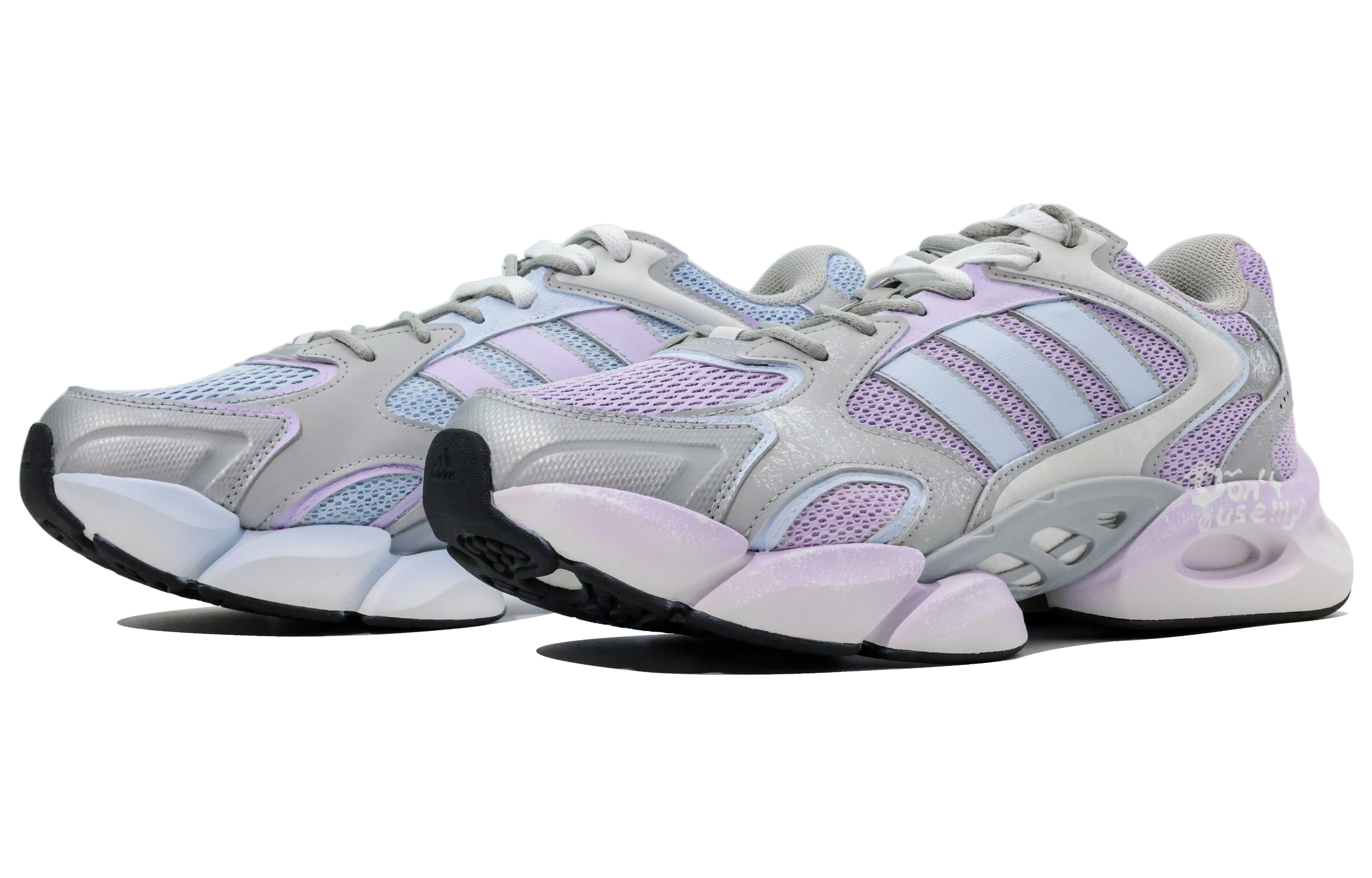 Adidas MEGASTRIDE Abrasion Resistant Low top Running Shoes Unisex Gray Blue Purple