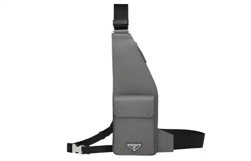 PRADA Saffiano Leather Shoulder Bag, Crossbody Bag, Sling Bag Men's Marble Gray